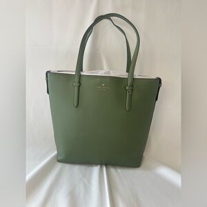 kate spade olive green leather shoulder tote